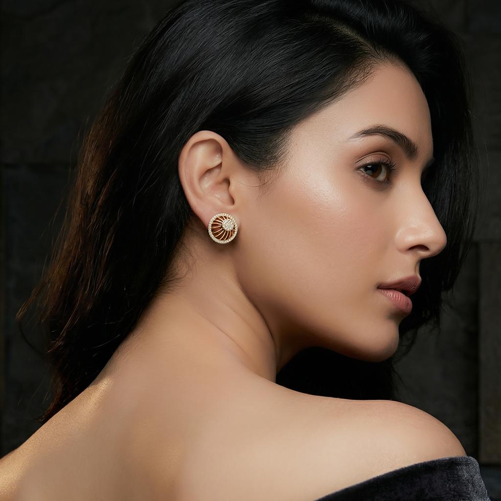 Round Diamond Sunburst Studs