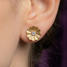 Round Diamond Floral Studs