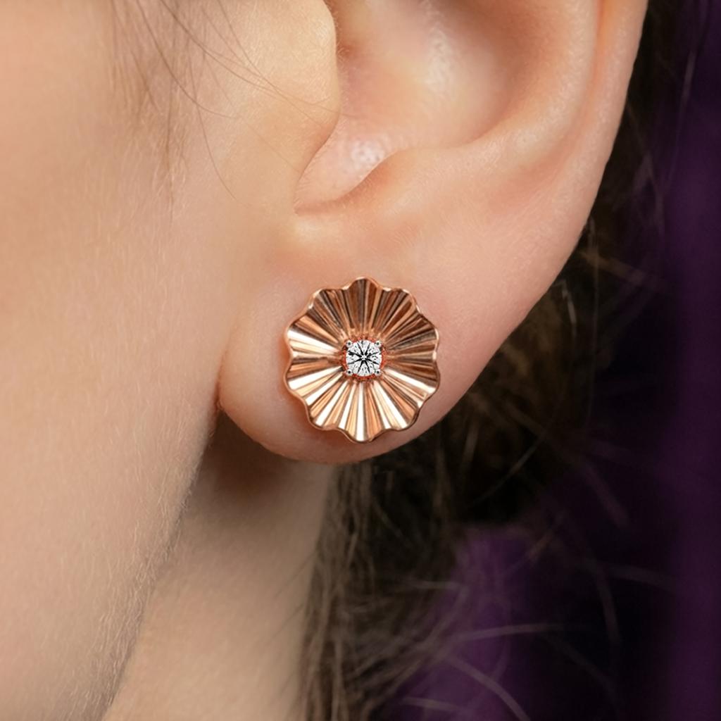 Round Diamond Floral Studs