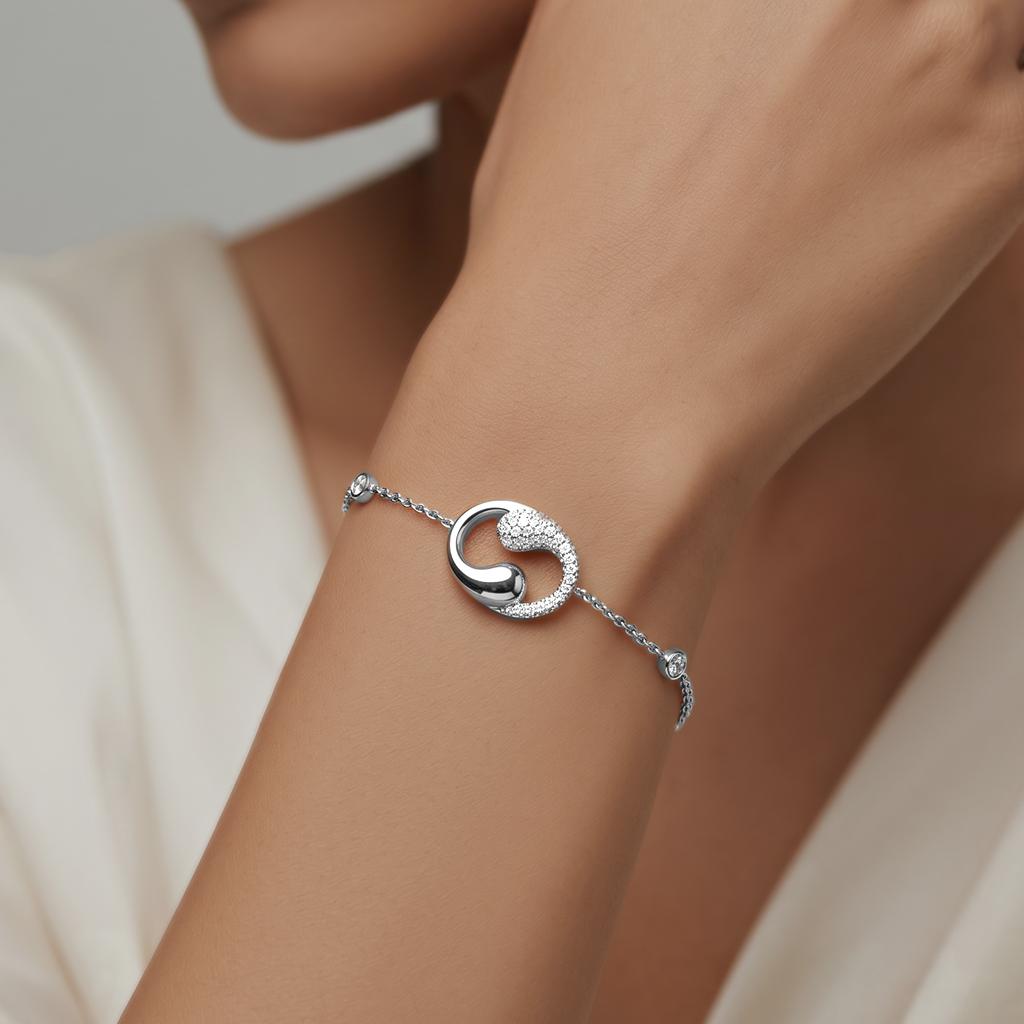 Zyra Yin-Yang Diamond Slider Bracelet