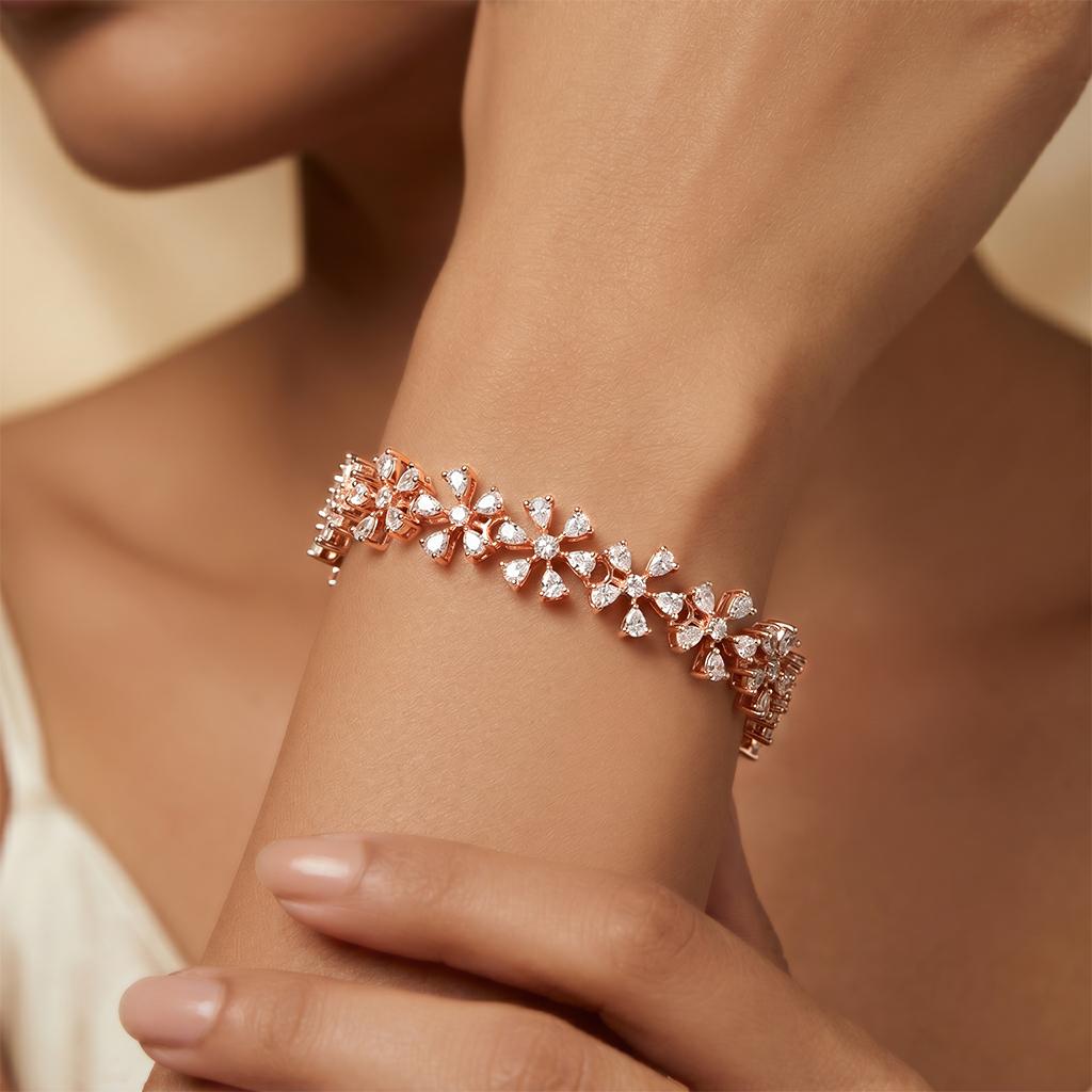 Floral Cluster Diamond Bracelet
