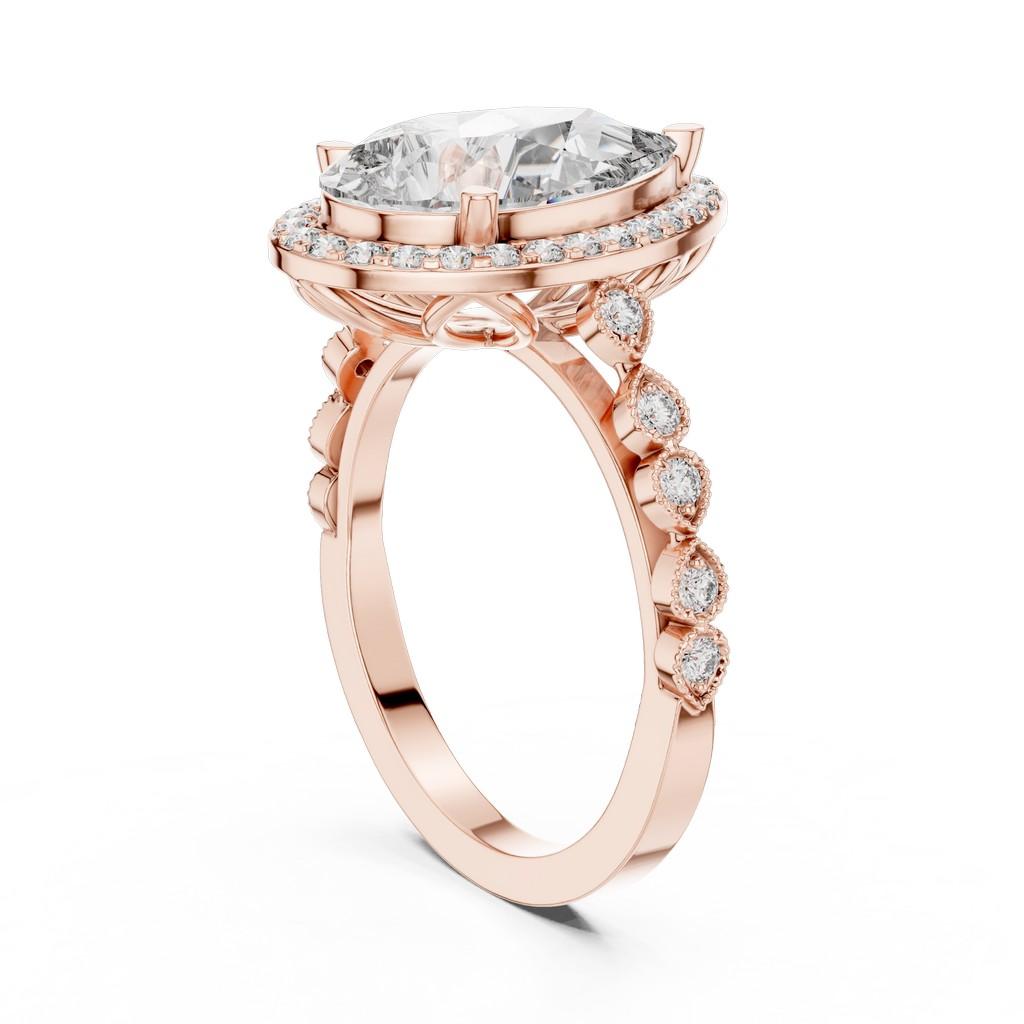 Celestial Pear Halo Ring