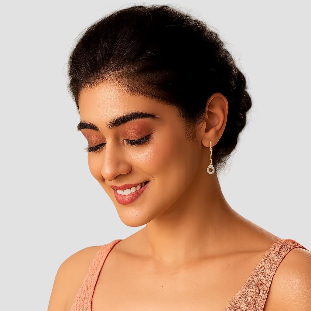 Chain Drop Huggie Earrings