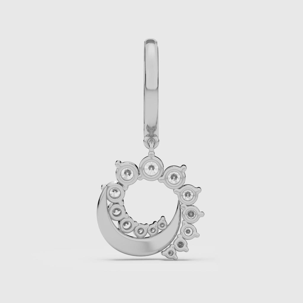 Crescent Moon Hoop Drop Earrings