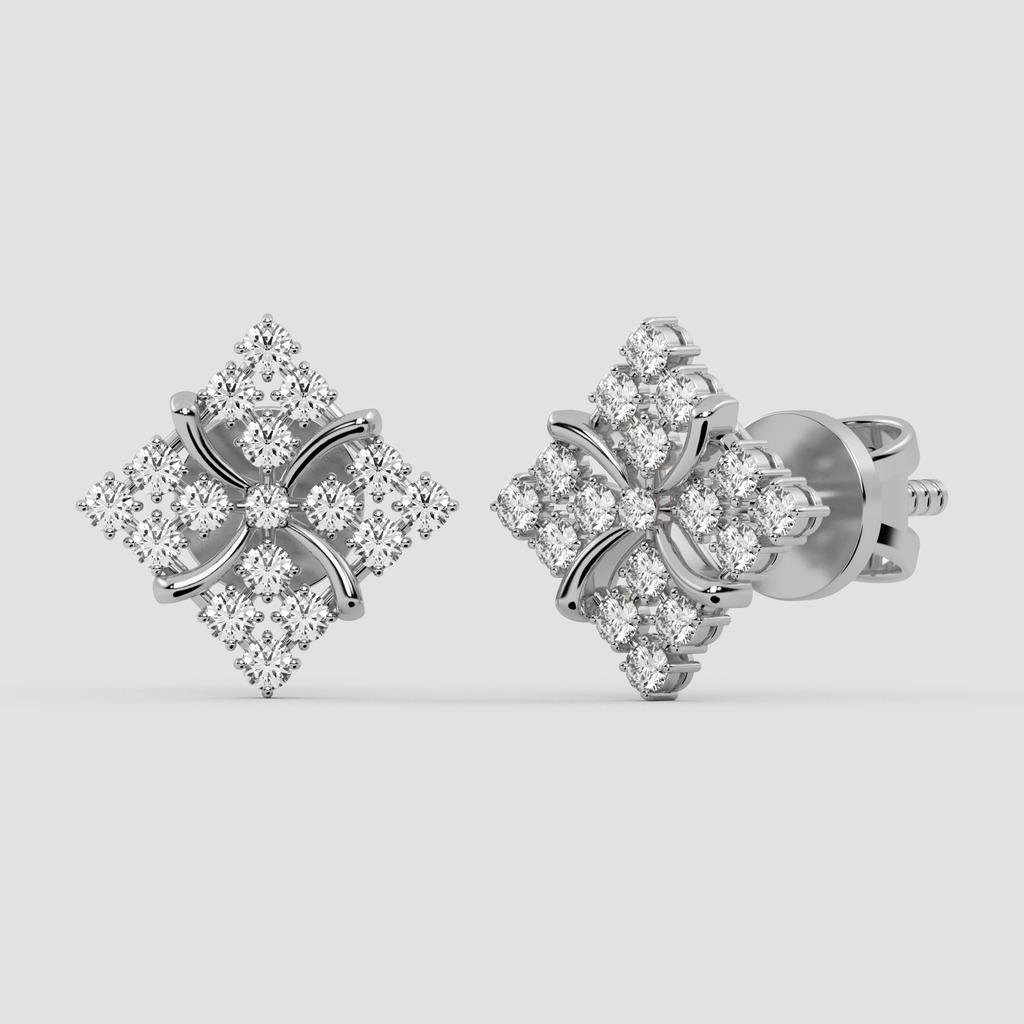 Floral Diamond Cluster Earrings