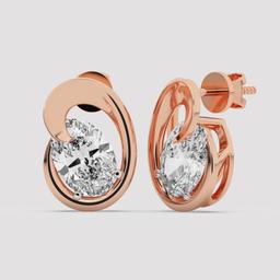 Oval Diamond Teardrop Studs