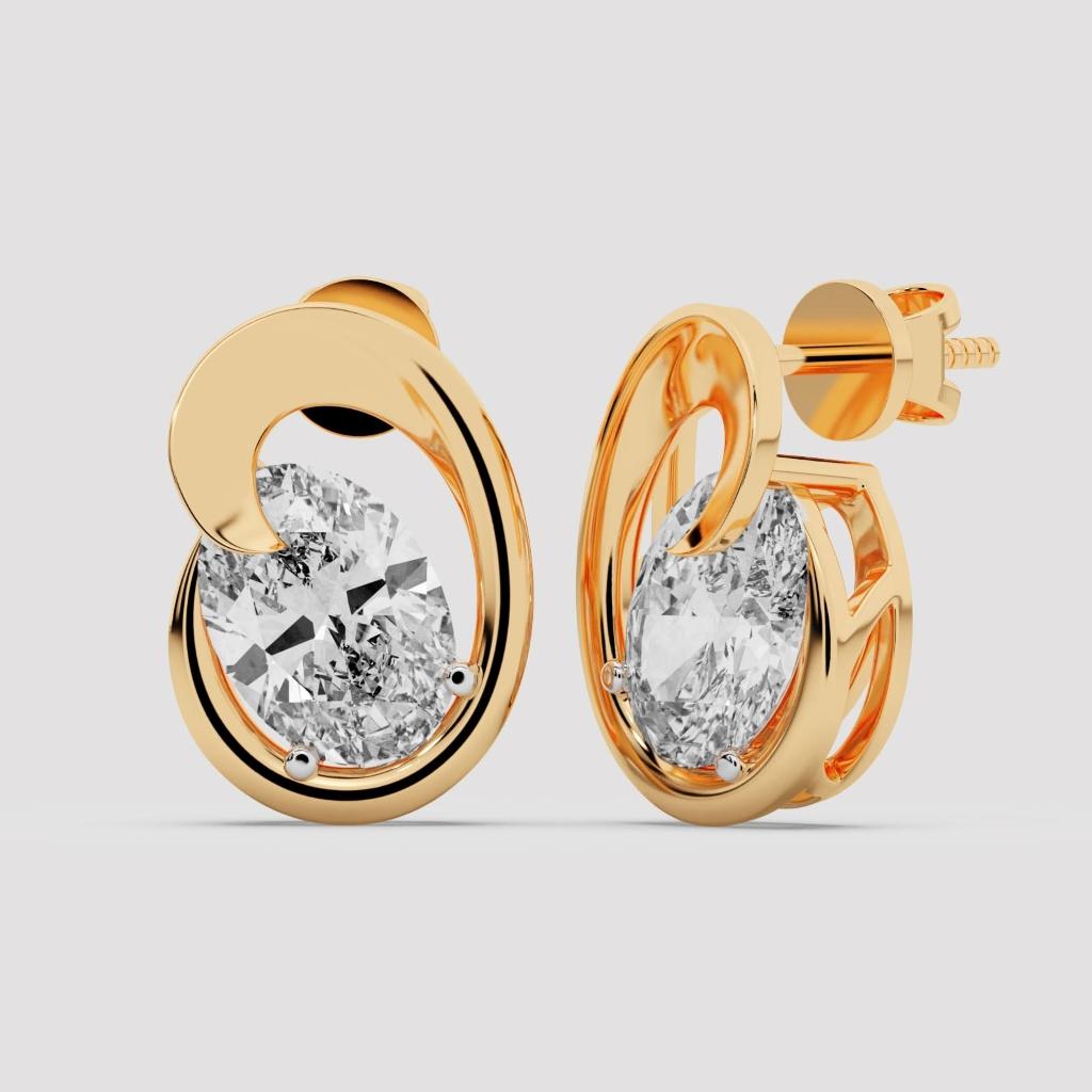 Oval Diamond Teardrop Studs