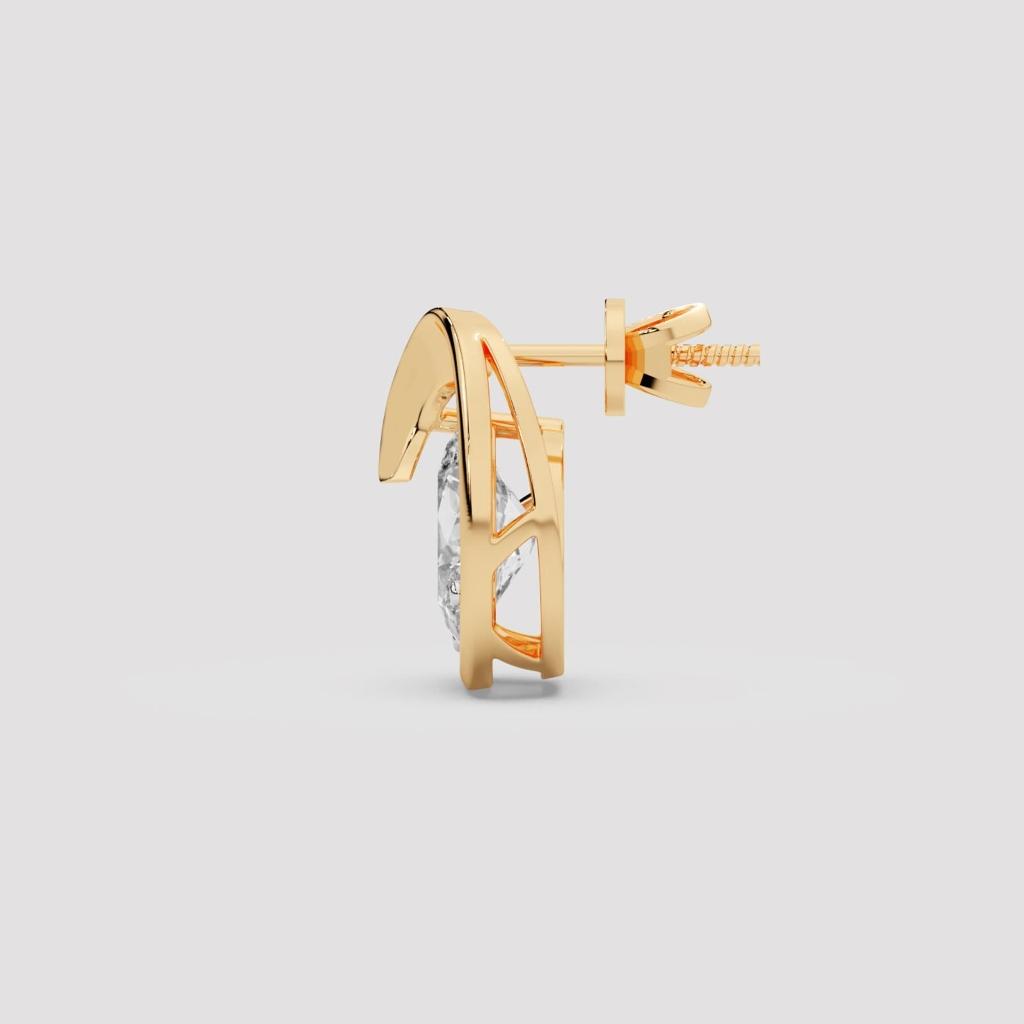 Oval Diamond Teardrop Studs