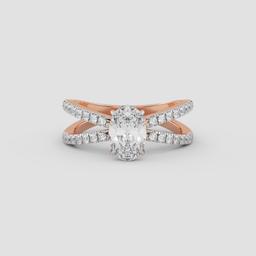 Radiant Crossover Solitaire Ring