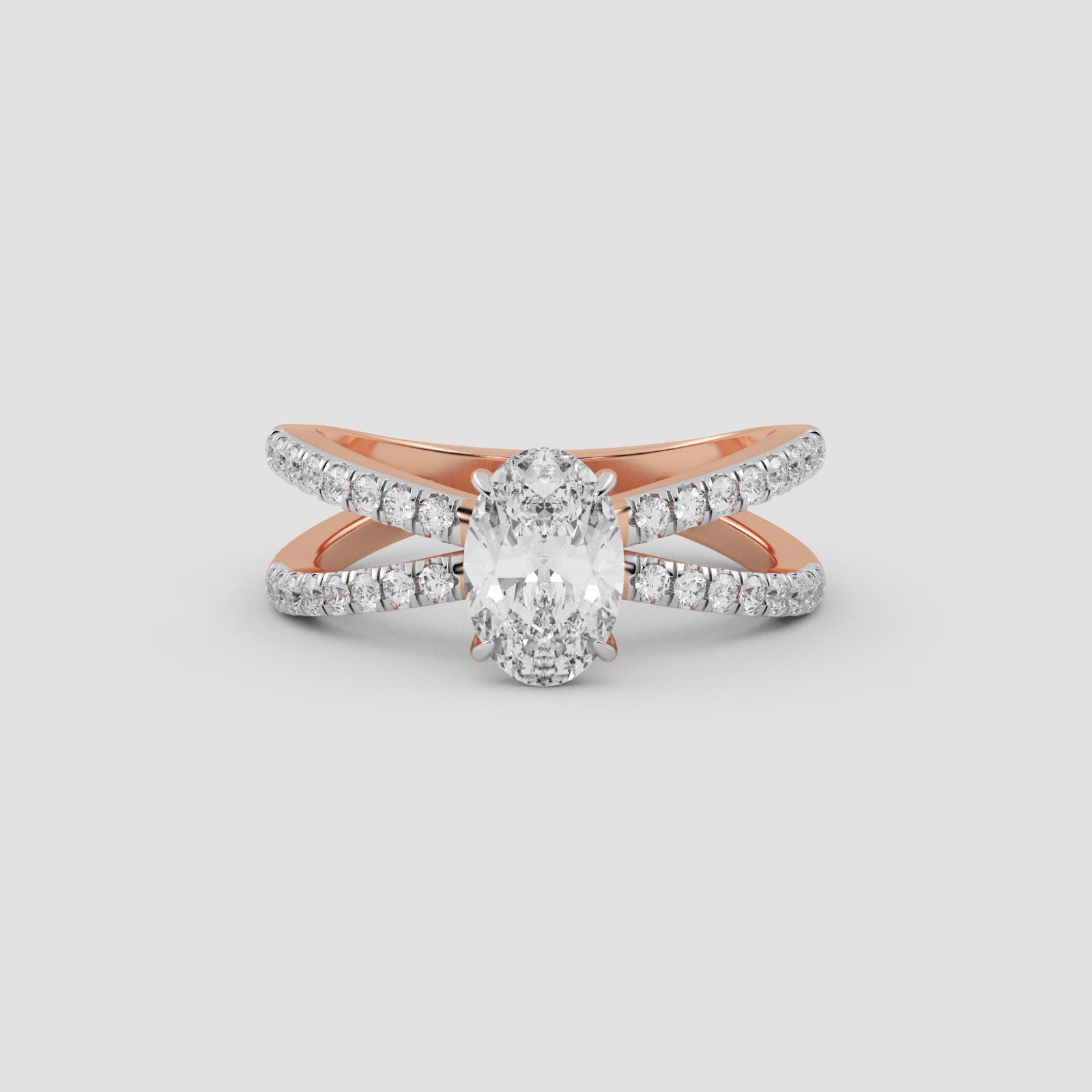 Radiant Crossover Solitaire Ring