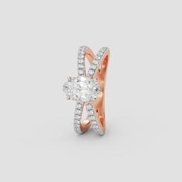 Radiant Crossover Solitaire Ring