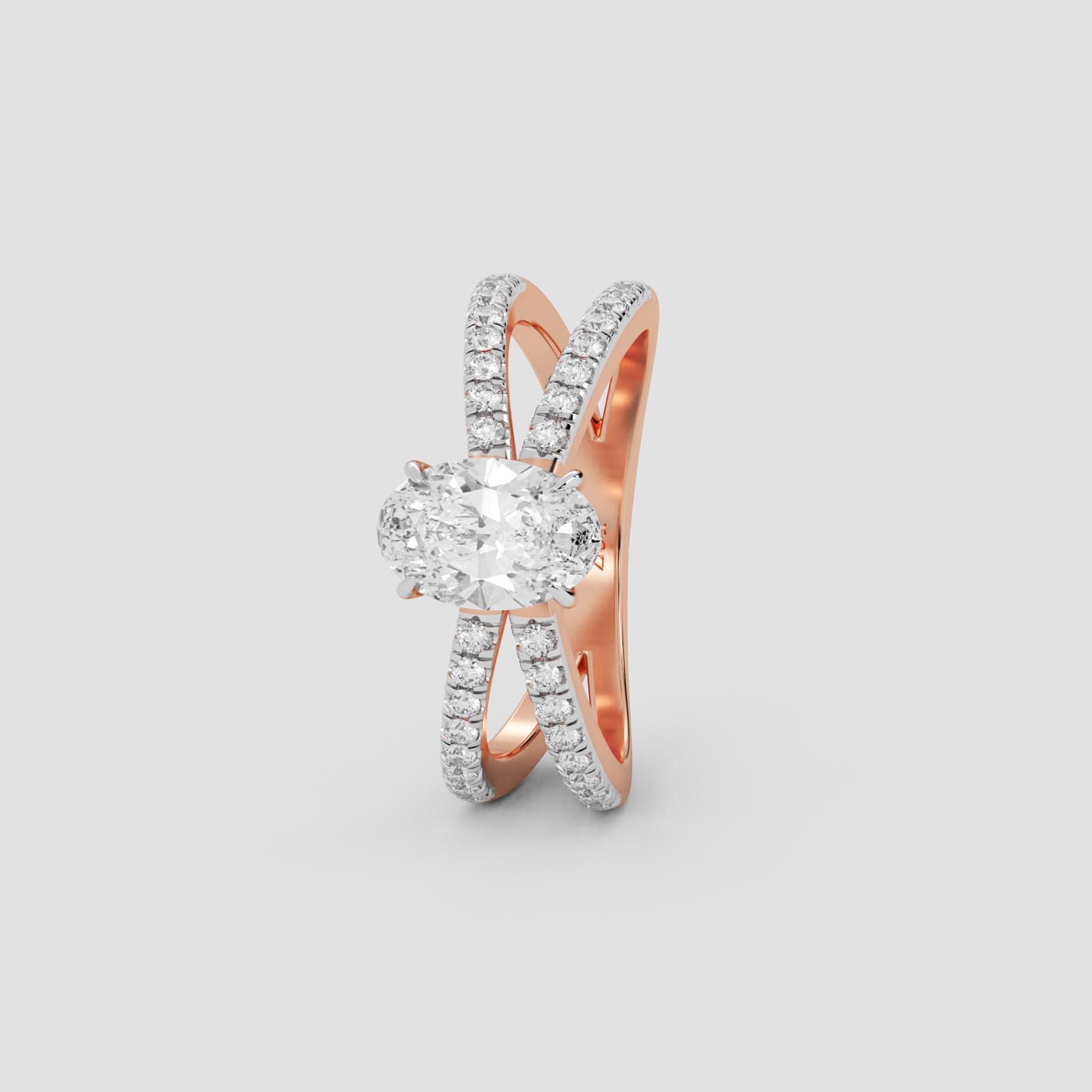 Radiant Crossover Solitaire Ring