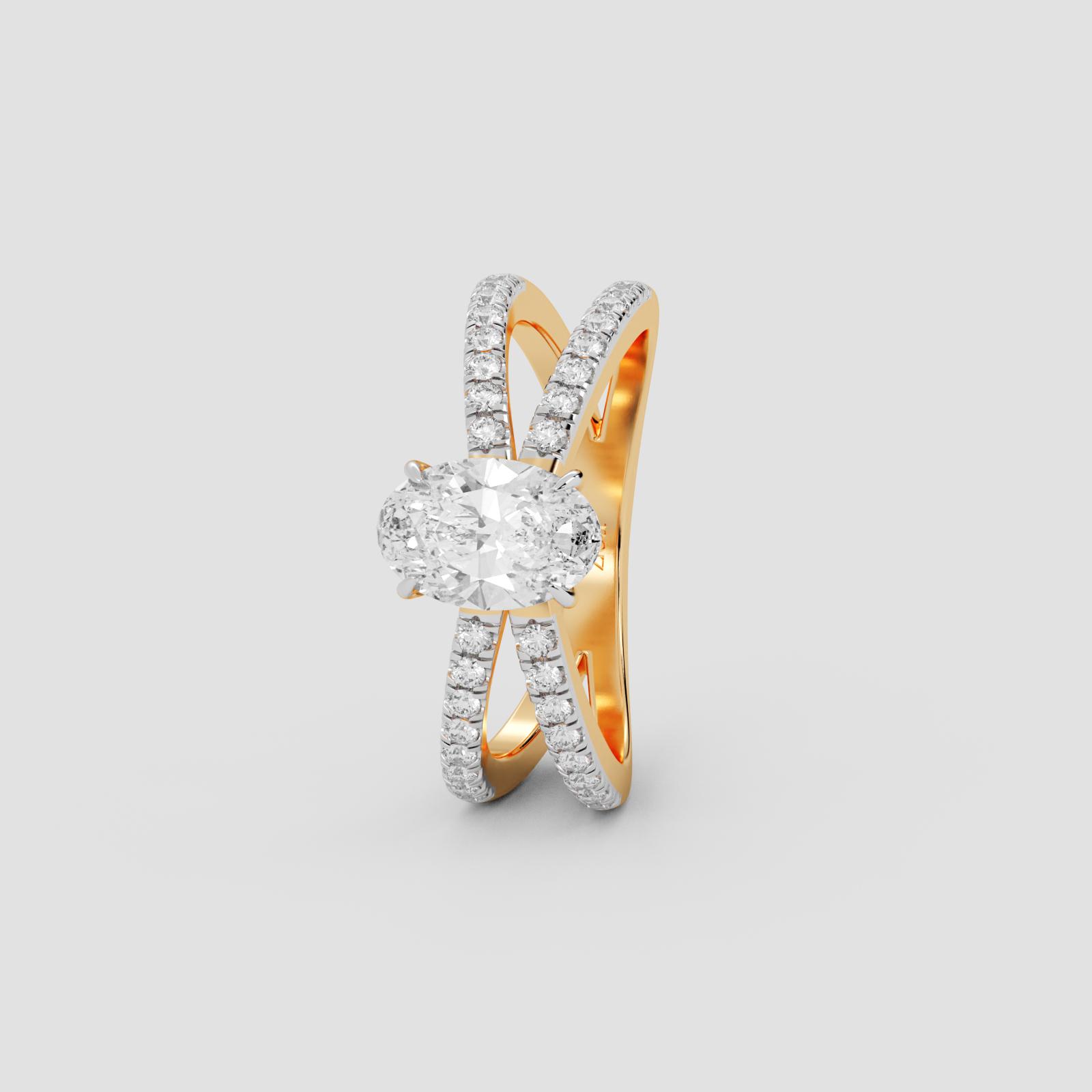 Radiant Crossover Solitaire Ring