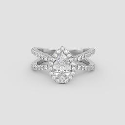Radiant Pear Halo Ring