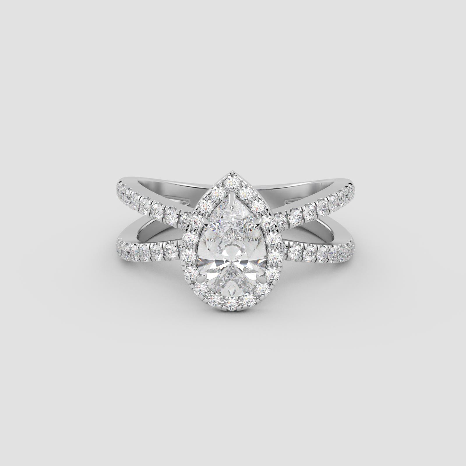 Radiant Pear Halo Ring