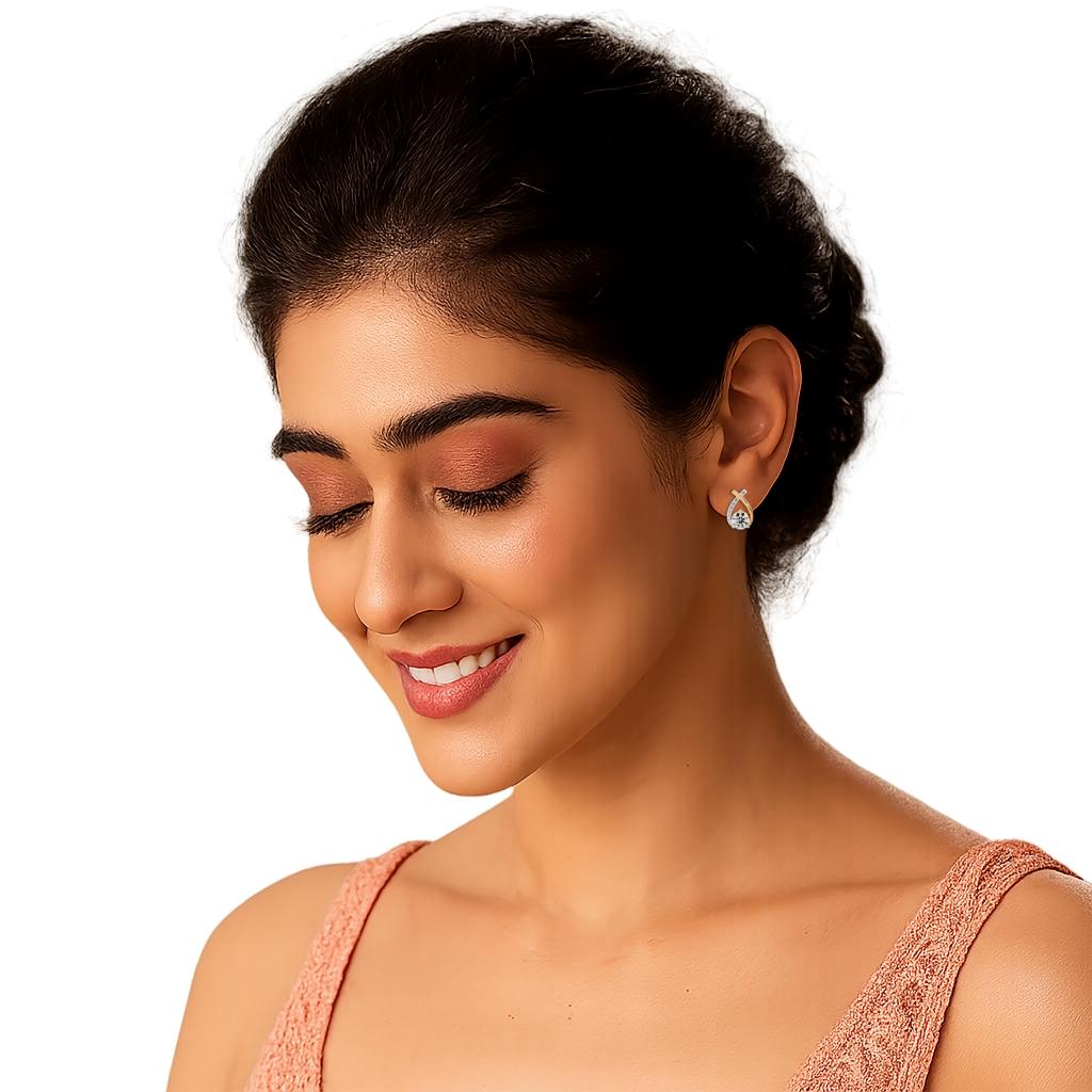 Round Diamond Asymmetric Studs