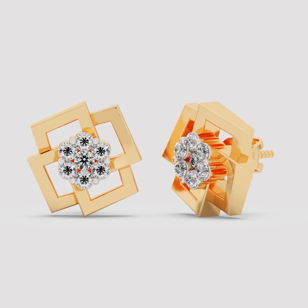 Round Diamond Cluster Studs