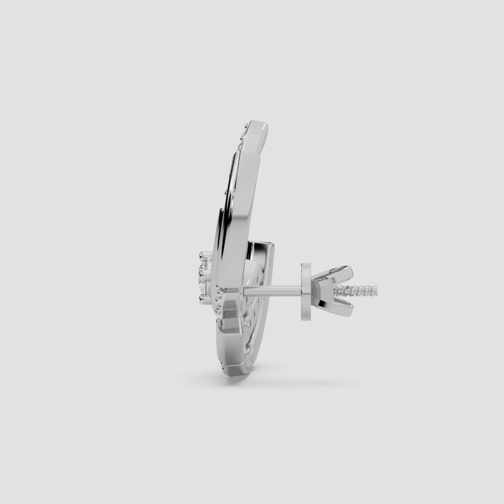 Round Diamond Curved Arc Studs