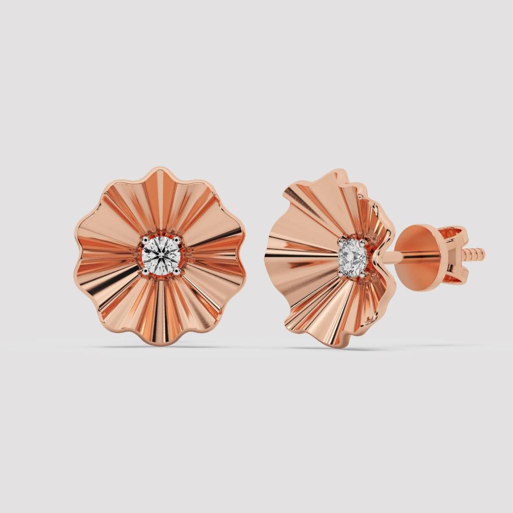 Round Diamond Floral Studs
