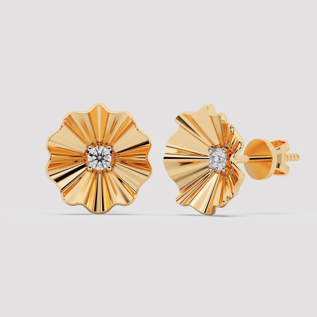 Round Diamond Floral Studs