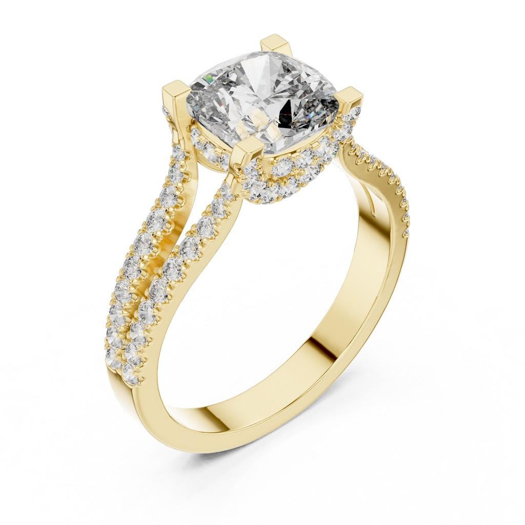 Sculpted Cushion Halo Ring