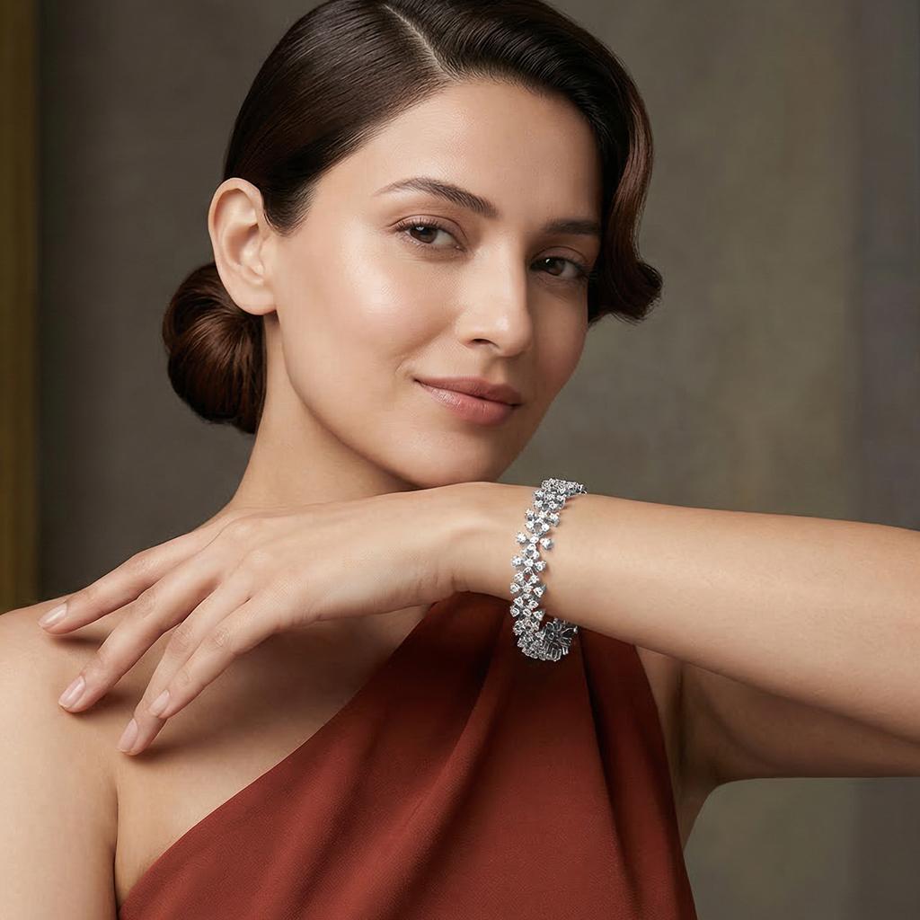 Floral Cluster Diamond Bracelet